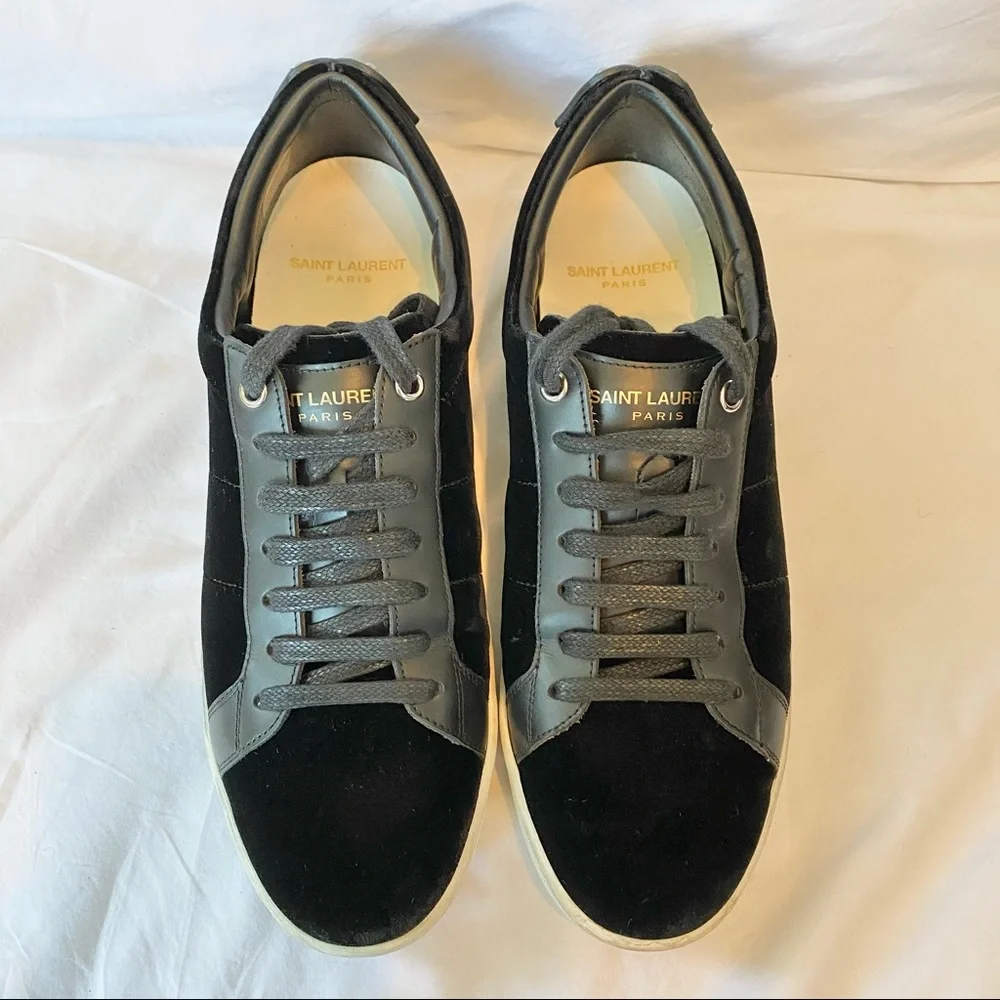 Saint Laurent Velvet & Leather Sneakers - Picture 6 of 13